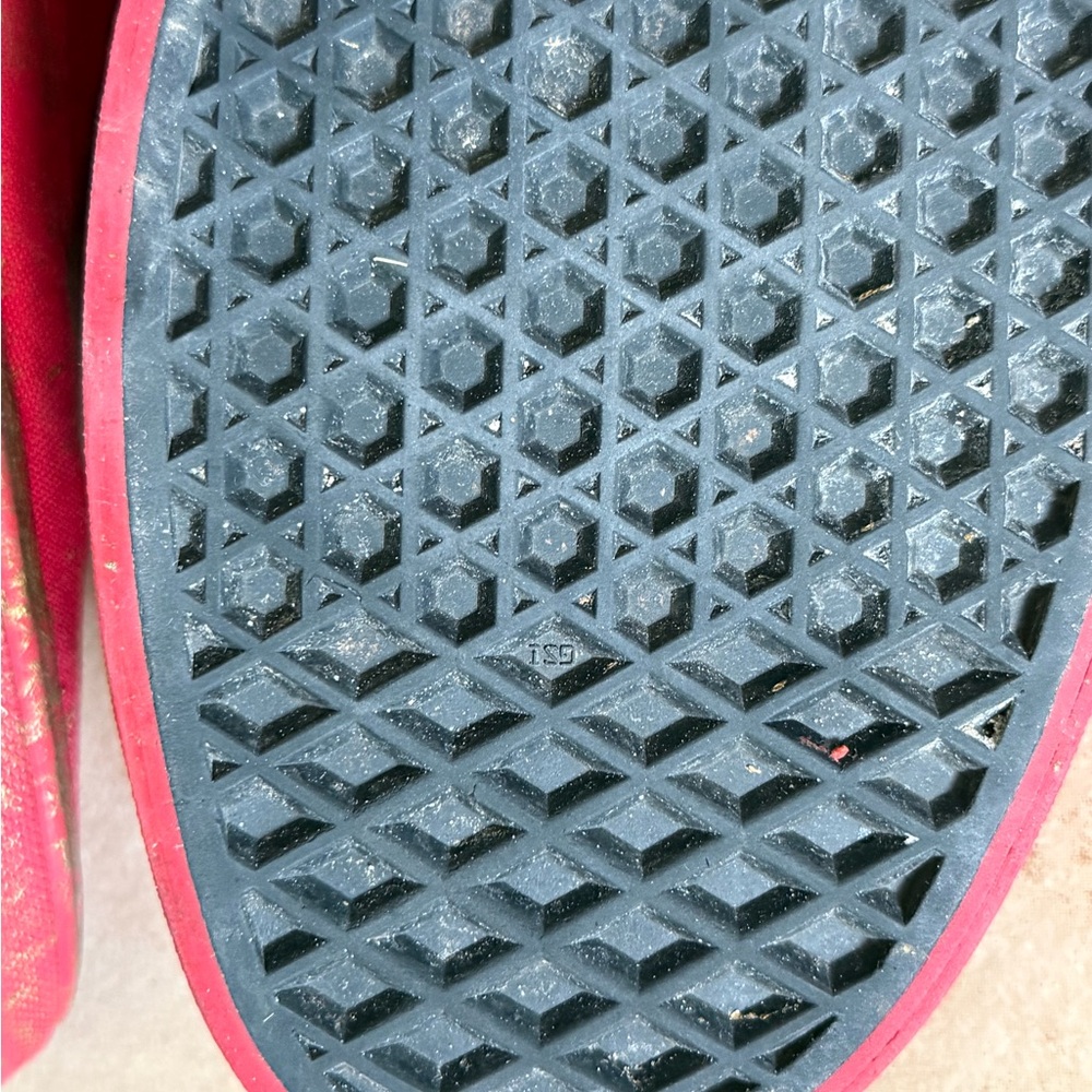 Vans Of The Wall Red With Gold Splatters Men’s Size 10.5 Women Size 12 Like New - Picture 3 of 9